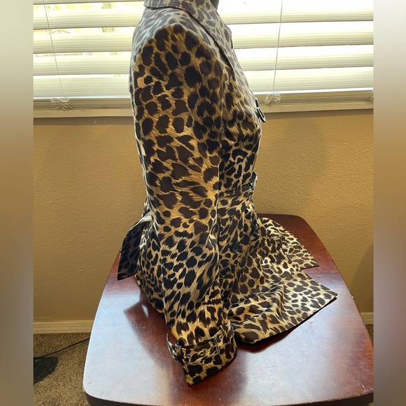 Michael Kors Animal Print Trench Coat size XS Removable Liner Button Front Belt - Picture 4 of 13